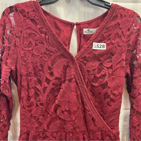 Hollister Dress Womens Size Small Maroon Lace Long Sleeve , New With Tags - Picture 9 of 16